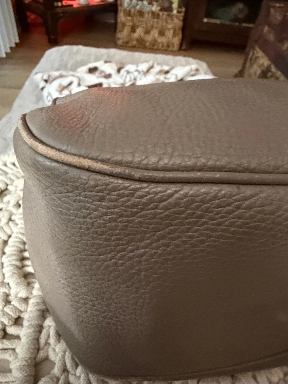 Furla Pebbled Leather Taupe Hobo Bag
